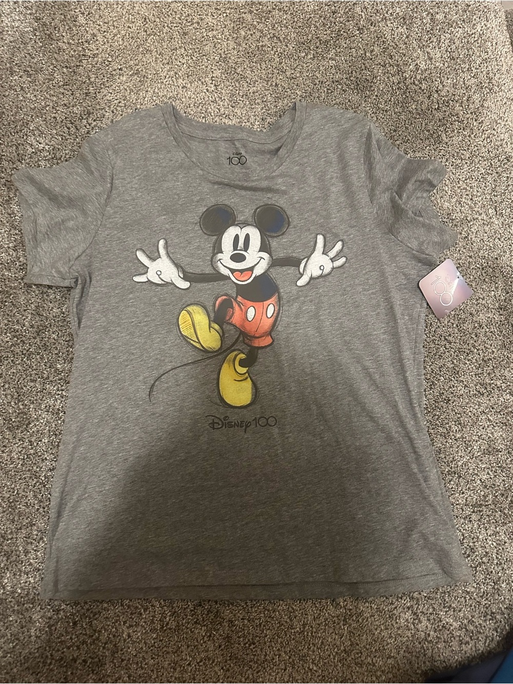 Disney Gray Tee with Mickey Graphic and Yellow Shoes